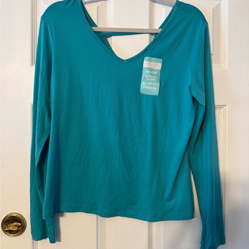 Teal Long Sleeve V-Neck Top